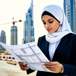 Modern Architect**

"A professional female architect, fully clothed in a modest, stylish hijab and modern business attire, reviewing blueprints on a construction site in Dubai with modern skyscrapers in the background, appropriate content, safe for work, perfect anatomy, natural proportions, professional, high resolution."

**