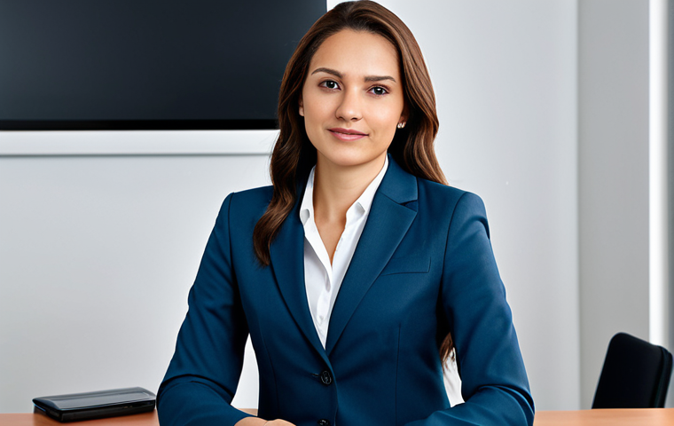 HSK 점수 관리와 개인 기록 유지 - **
A professional businesswoman in a modest business suit, sitting at a desk in a modern office, fu...