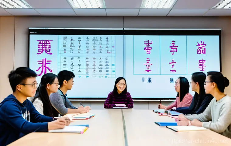 HSK 준비 시 추천 커뮤니티 활용법 - **Prompt:** A vibrant and dynamic virtual study group session focused on Chinese language learning f...