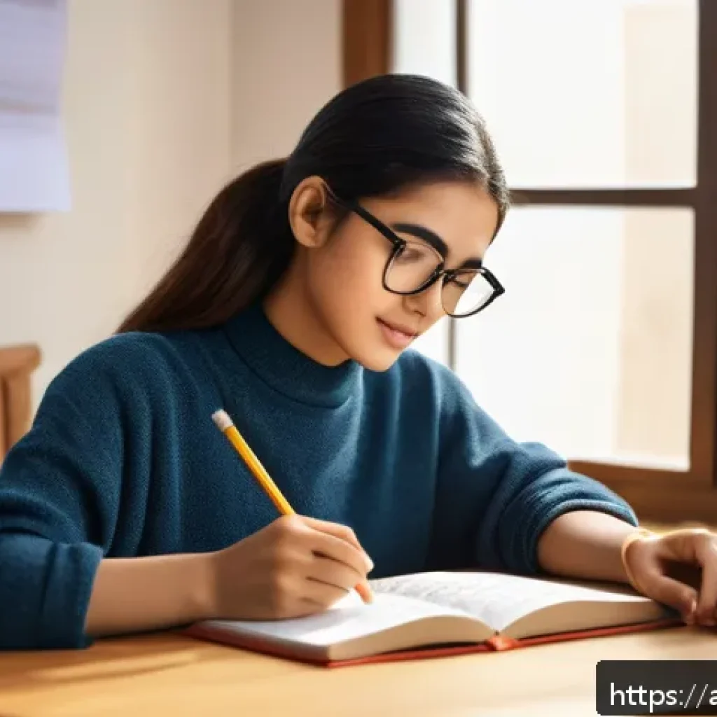 HSK 시험 후 점수 발표 기다리는 법 - A focused young Arabic woman studying Chinese language at a cozy home desk, surrounded by textbooks ...
